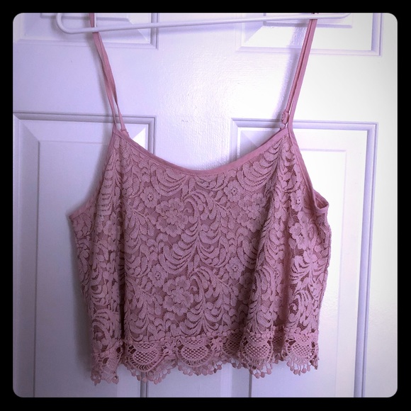Ambiance Tops - Box 2 Ambiance Pink Floral Lace Crop Top